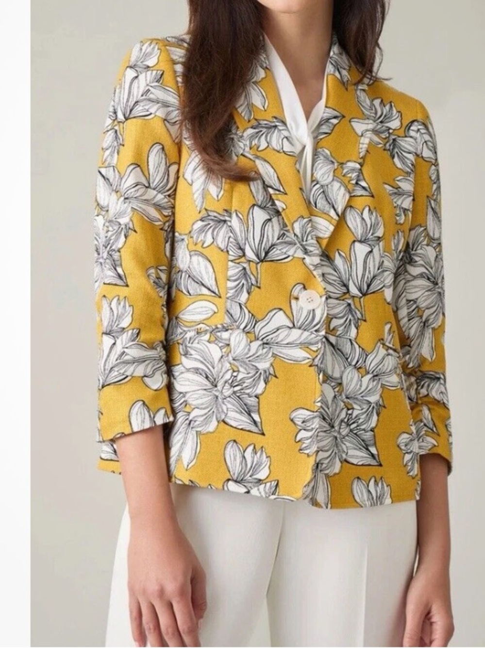 Kasper Yellow Floral Blazer Butterscotch NWT Women's 14